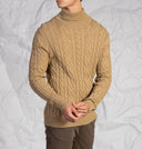 Maglia uomo dolcevita a trecce in misto lana