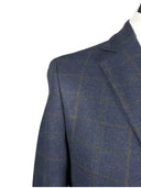 Giacca Blazer uomo 2 bottoni lana tasmania a quadri blu