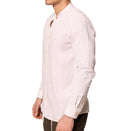 Camicia uomo in puro lino collo coreano tinta unita – slim fit