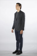 Giacca Blazer uomo 2 bottoni lana sfoderata quadri antracite