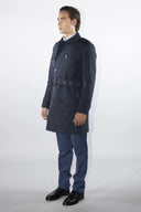 Trench uomo sartoriale doppiopetto in tessuto tecnico