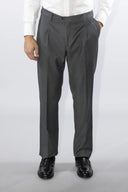 Pantalone classico sartoriale uomo Roberti drop 4 in misto lana Tasmania con pinces