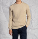 Maglia uomo girocollo a coste in misto lana