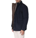 Giaccone casual uomo in tessuto tecnico color blu