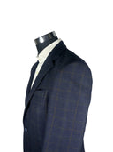 Giacca Blazer uomo 2 bottoni lana tasmania a quadri blu