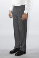 Pantalone classico sartoriale uomo Roberti drop 4 in misto lana Tasmania con pinces