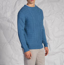 Maglia uomo girocollo a trecce in misto lana