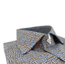 Camicia uomo Bagariny sartoriale in cotone popeline stretch con microfantasia - slim fit