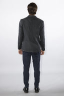 Giacca Blazer uomo 2 bottoni lana sfoderata quadri antracite