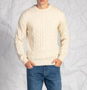 Maglia uomo a girocollo intrecciata in misto lana