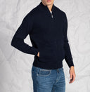 Cardigan uomo con zip in misto lana