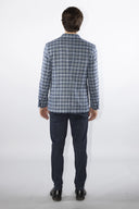 Giacca Blazer uomo Briatore 2 bottoni sfoderata quadri blu Made in Italy