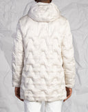 Giaccone uomo casual in tessuto tecnino e piumino reversibile con cappuccio