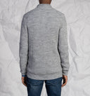 Cardigan uomo a coste con zip in misto lana