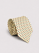 Cravatta uomo 3 pieghe in seta twill giallo burro fantasia floreale