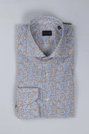 Camicia uomo Bagariny sartoriale in cotone popeline stretch con microfantasia - slim fit