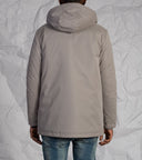 Giubbotto uomo in tessuto tecnico e cotone con cappuccio