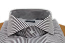 Camicia uomo Bagariny sartoriale in cotone stretch rigato moro - slim fit