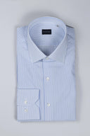 Camicia uomo Bagariny sartoriale in cotone rigato azzurro - regular fit