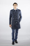 Trench uomo sartoriale doppiopetto in tessuto tecnico