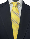 Cravatta in pura seta Antica Sartoria Napoletana cucita a mano con fondo giallo