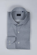 Camicia uomo Bagariny sartoriale in cotone popeline stretch a microfantasia circolare – slim fit
