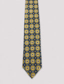 Cravatta uomo 3 pieghe in seta twill Positano giallo ocra fantasia geometrica
