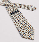 Cravatta uomo 3 pieghe in seta twill bianco fantasia geometrica
