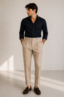 Pantalone sartoriale uomo con pinces in fresco lana drop 6 - regular fit