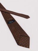 Cravatta uomo 3 pieghe in seta twill marrone fantasia floreale