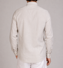 Camicia uomo in cotone e lino rigata collo francese – slim fit