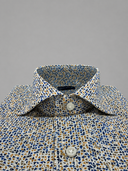 Camicia uomo Bagariny sartoriale in cotone popeline stretch con microfantasia - slim fit