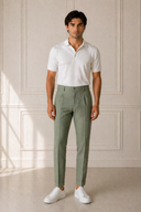 Pantalone sartoriale uomo con pinces in fresco lana drop 6 - regular fit