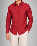 Camicia uomo in puro lino collo francese tinta unita – slim fit