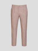 Pantalone uomo sartoriale in lino e cotone spigato con pinces – slim fit