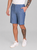 Bermuda uomo in lino e cotone con motivo spigato - slim fit