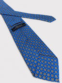 Cravatta uomo 3 pieghe in seta twill blu royal fantasia geometrica