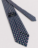 Cravatta uomo 3 pieghe in seta twill blu navy fantasia geometrica