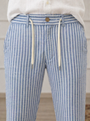 Pantalone uomo sartoriale in lino e cotone rigato - slim fit