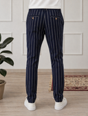 Pantalone uomo sartoriale in lino e cotone rigato - slim fit