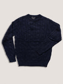 Maglia uomo a girocollo intrecciata in misto lana