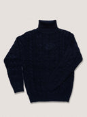 Maglia uomo dolcevita a trecce in misto lana