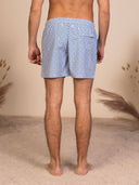 Costume Uomo Fantasia Micro Geometrica Azzurro e bianco con Laccio