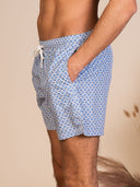 Costume Uomo Fantasia Micro Geometrica Azzurro e bianco con Laccio