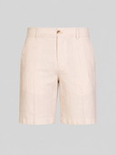 Bermuda uomo in lino e cotone con motivo spigato - slim fit