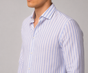 Camicia uomo in lino e cotone rigata collo francese – slim fit