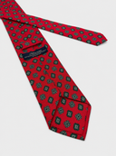 Cravatta uomo 3 pieghe in seta twill rossa fantasia geometrica