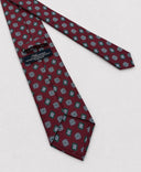 Cravatta uomo 3 pieghe in seta fantasia geometrica bordeaux e verde
