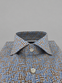 Camicia uomo Bagariny sartoriale in cotone popeline stretch con microfantasia - slim fit