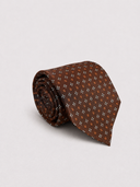 Cravatta uomo 3 pieghe in seta twill marrone fantasia floreale